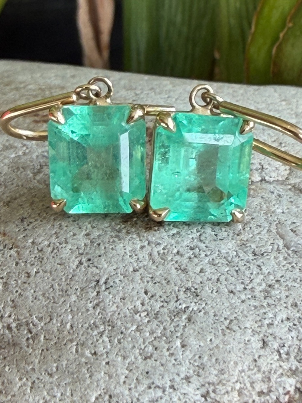 14 karat gold and 5.87 carat emerald earrings